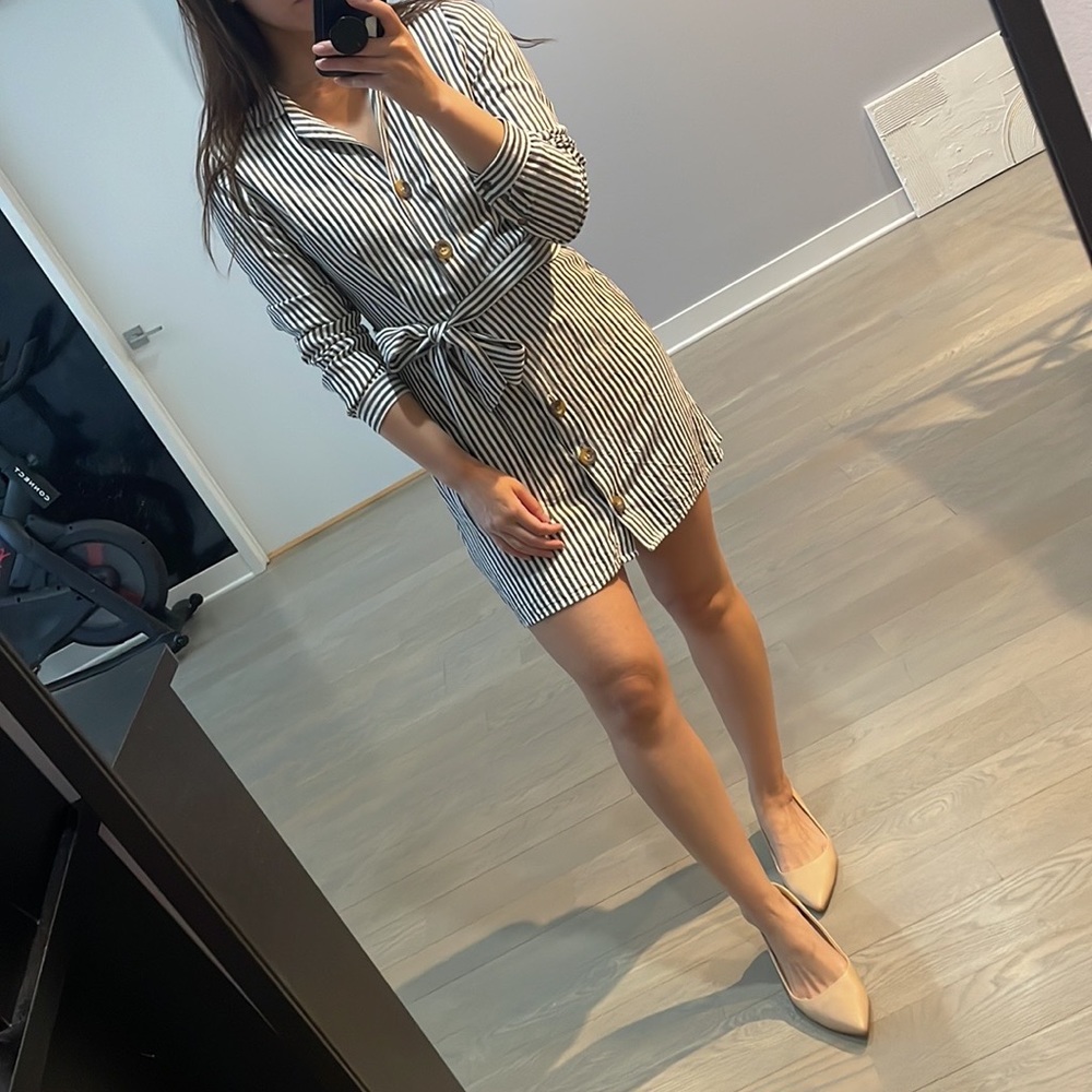 Abercrombie Striped Long Sleeve Tie Waist Shirt Dress XS